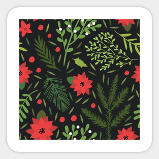 Christmas Poinsettias Sticker